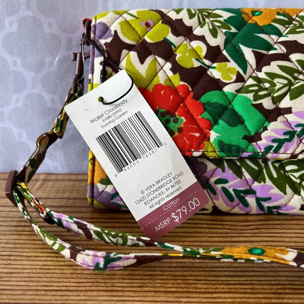Vera Bradley Evening Garden Wallet Crossbody NWT Floral - Picture 7 of 13